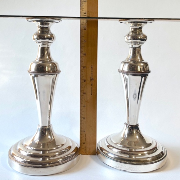 Silverplate Hollowware Candlestick Candle Holders Pair by English Silver MFG Co. - Picture 14 of 14